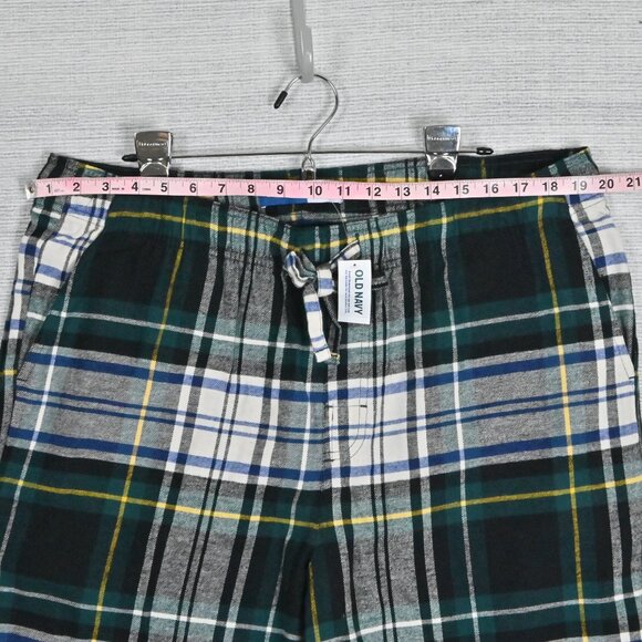 NWT Old Navy Flannel Plaid 100% Cotton Button Up Drawstring Green Pajamas XL - Picture 14 of 16